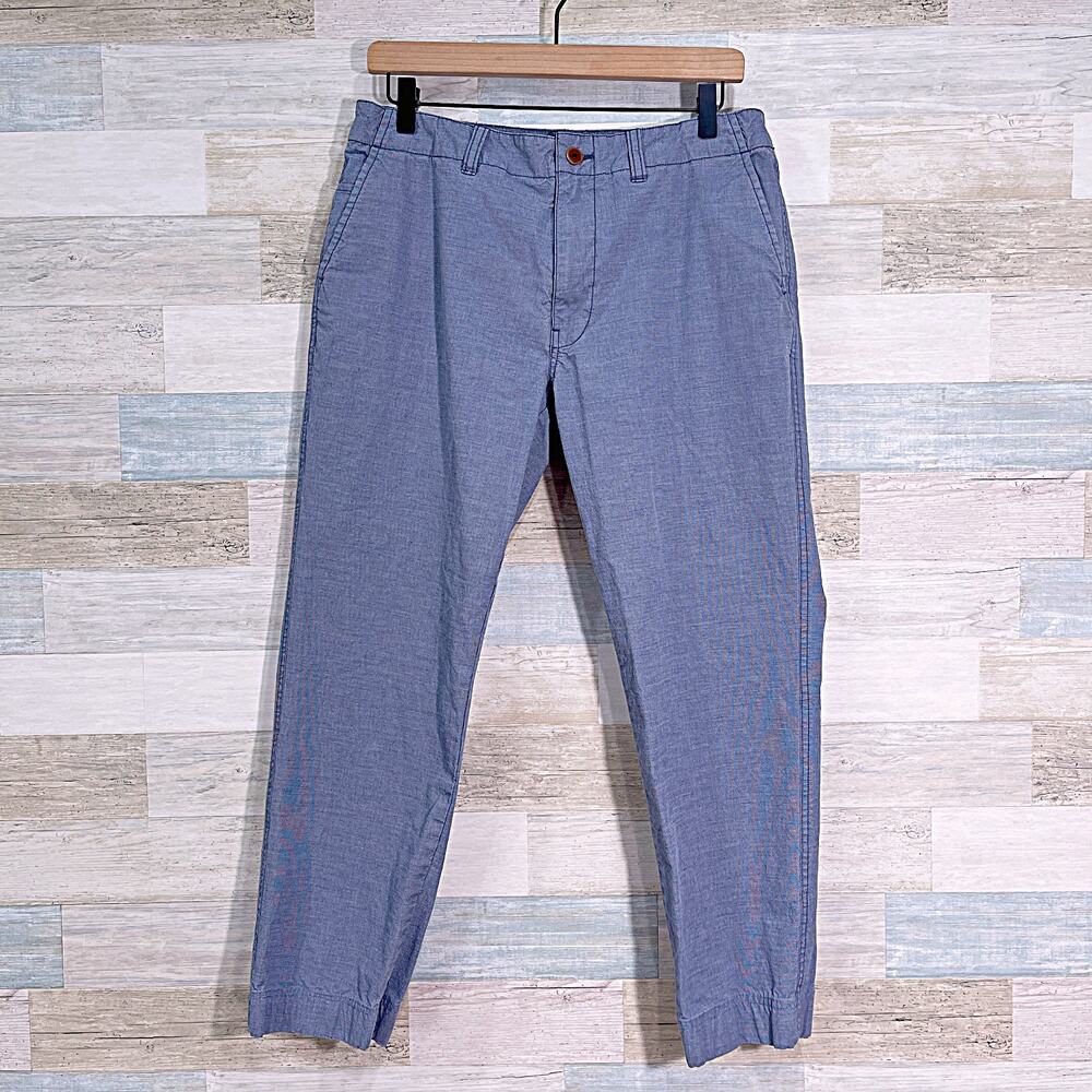 Grayers Chambray Flat Front Chino Pants Blue Casual No Stretch Mens 32x26